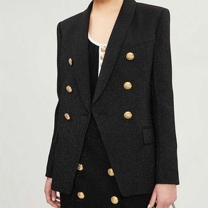 Balmain wool sparkle long blazer